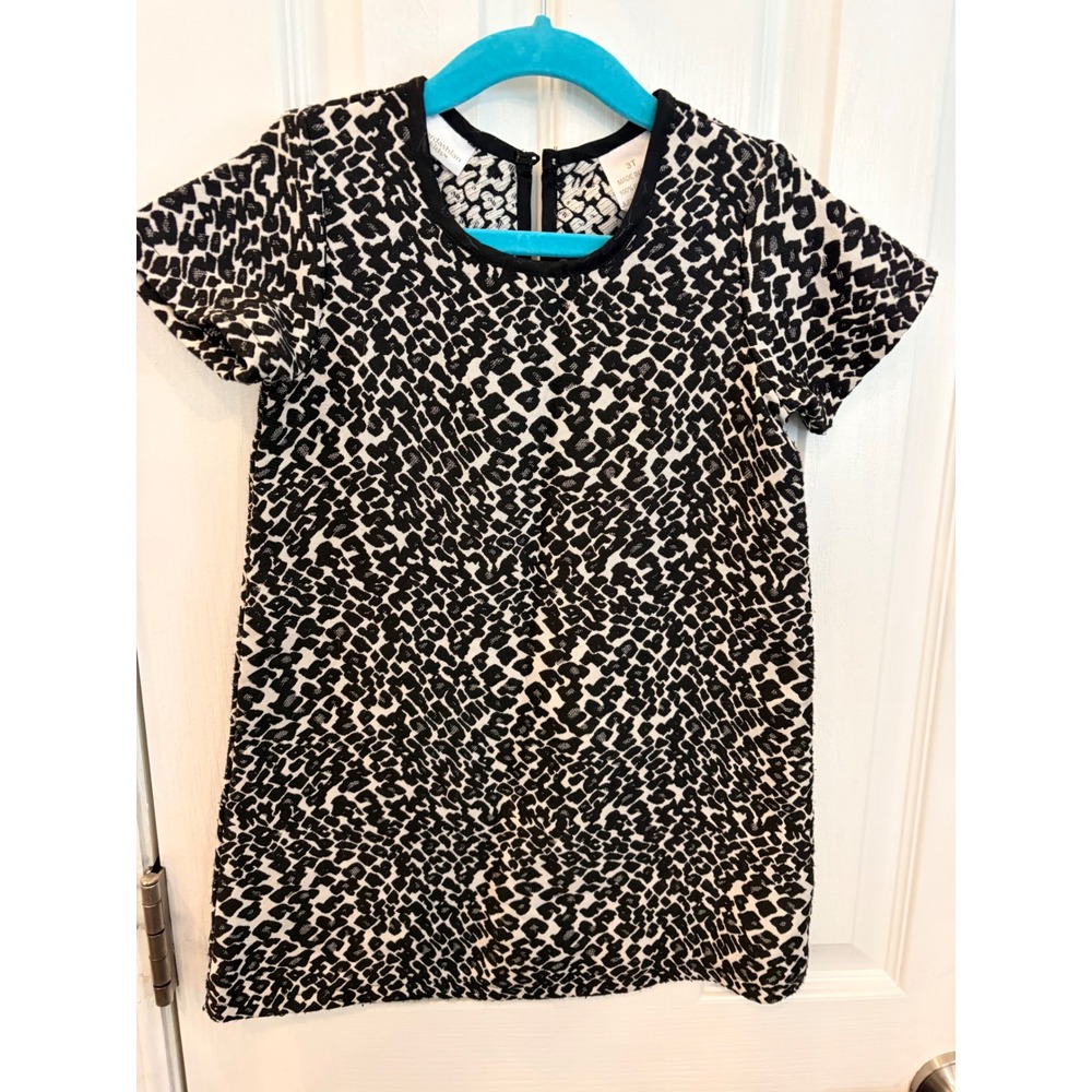Kardashian Kids Dress Black White Animal Print Short Sleeve Party Shift 3T